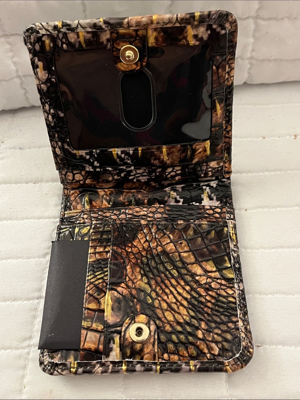 NWOTBrahmin Croc Design Leather Crossbody Bag & Wallet-Brown & Gold Houndstooth - Picture 15 of 16